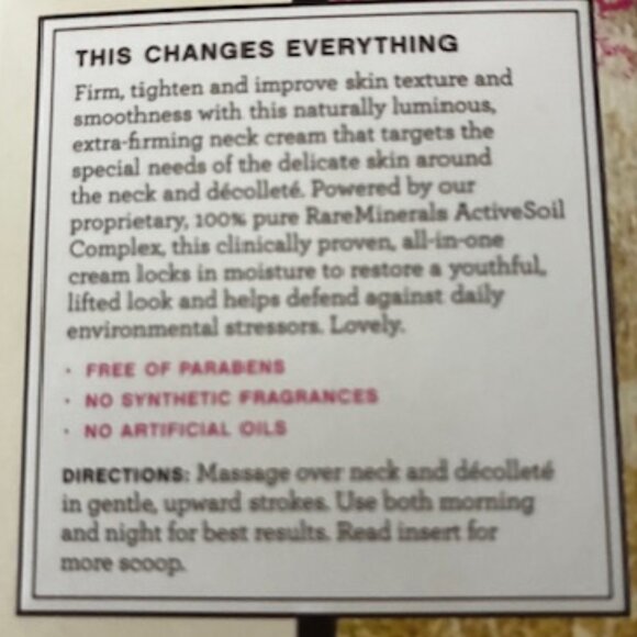 bareMinerals~Naturally Luminous Extra Firming Neck Cream~Rare Minerals 1.7oz~NEW - Picture 2 of 4